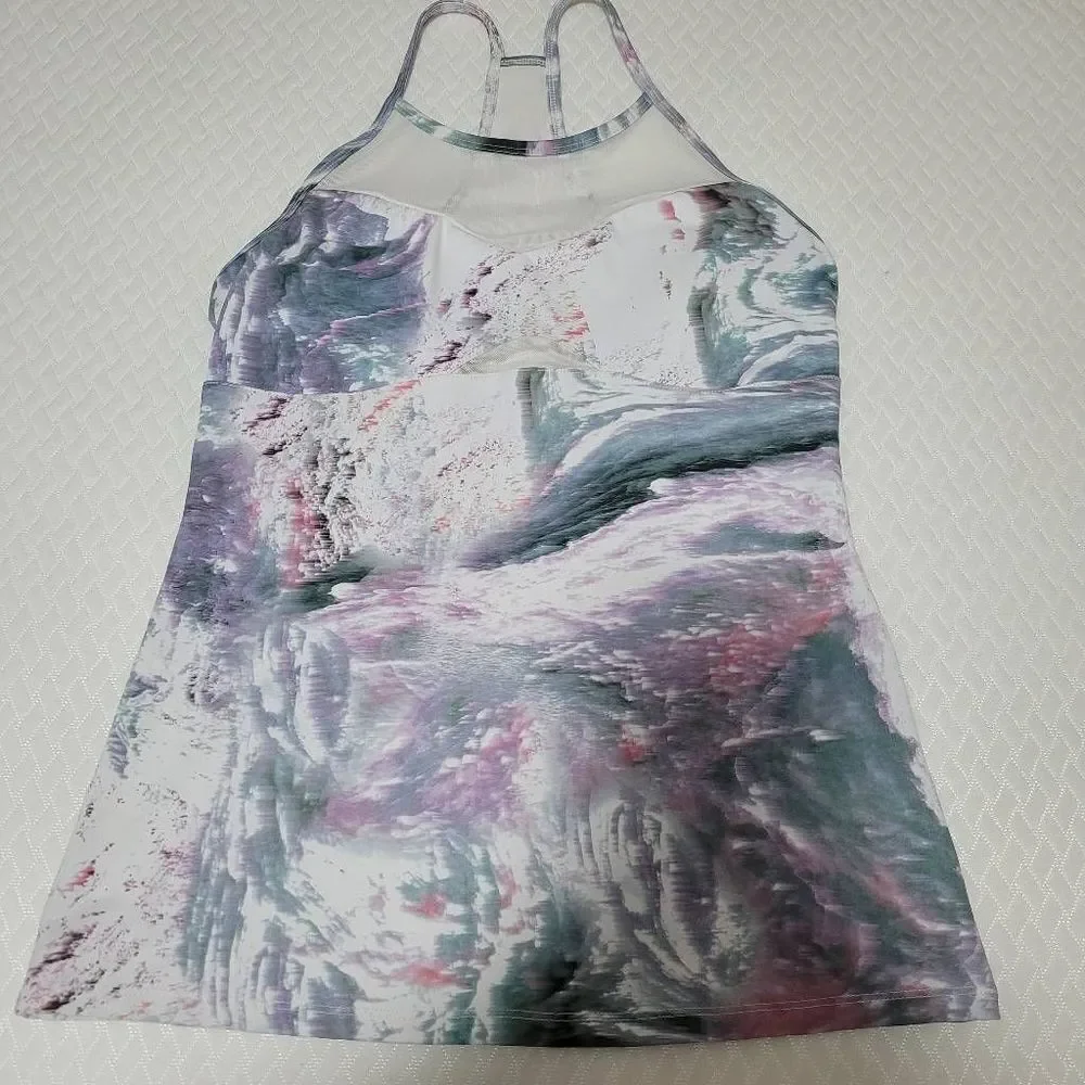 Fabletics Small Daphne Performance Tank Stratus/White Support Mesh Workout Gym - Picture 3 of 9